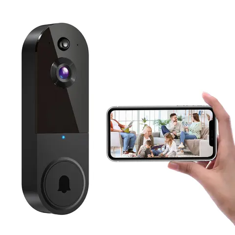 Wireless Smart WiFi Video Doorbell Camera - 1080p Clarity, 2-Way Audio, AI Human Detection, 6 IR Low-Light View, Motion Alerts, Car/Tree Ignore Function, Cloud Storage, Battery Powered, 2.4G WiFi Only, Easy Installation for Modern Home Outdoor Safety
