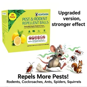 28pc-Rodent Repellent ball – Natural Indoor & Outdoor Control for Mice and Rats – Plant-Based, Extra-Strong Formula -  Mouse & Rat Repellent for Home, Car Engines, RV - Safe for Pets & Kids, 30-60 Days Effective Mouse Deterrent-VIZAPEWRIN certified