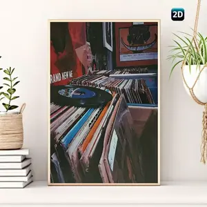 2D Vintage Vinyl Record Canvas Print – Stylish 1pc Artwork Poster, Creative Wall Decor for Living Room, Bedroom, Office, or Dining Room, Perfect Gift & Home Decoration