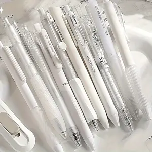5pcs Simple and Fashionable Gel Pen Set Solid Color Quick-Drying Round Ballpoint Pen Kawaii Stationery School Office Supplies