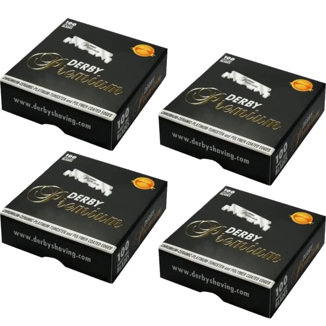 400 Derby Premium Single Edge Razor Blades for Berber Straight Razors - 4 Packs of 100 Blades Each, Pre Cut/Snipped Half Blades for Barbershops