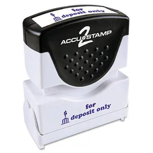212 MAIN Accustamp2 Shutter Stamp 035601, Anti-Bacterial, For Deposit Only, Blue, 1.63x0.5in, Rubber Grip, Consolidated Stamp