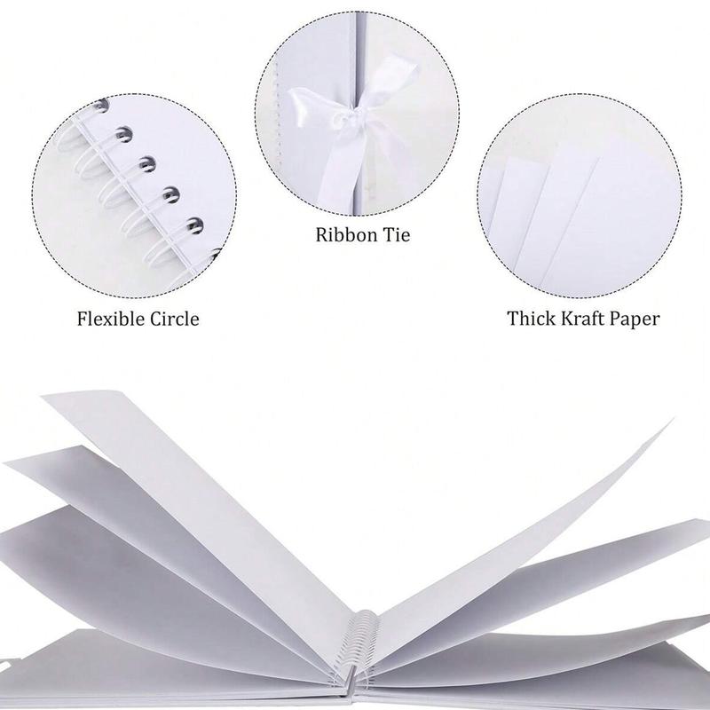 1 book 60 page (30 sheets) scrapbook album, anniversary album, meaningful DIY handmade gift, kraft paper scrapbook album for wedding guests and anniversaries, family DIY scrapbook, craft paper DIY, birthday gift (white), Scrapbook Photo Album