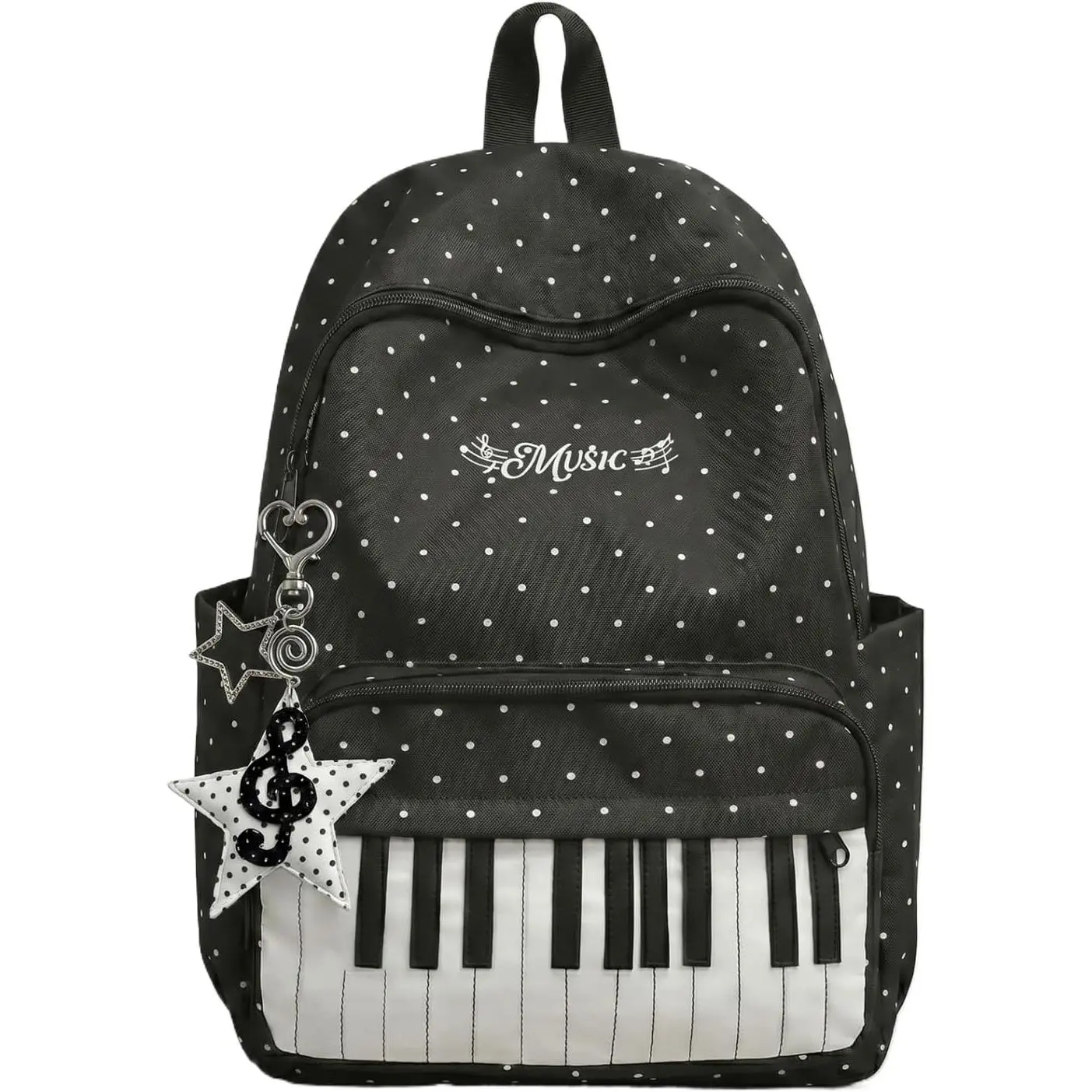 Piano Backpack, Whimsical Twee Y2k Cutecore Medium Functional Daypack for School Supplies school bag