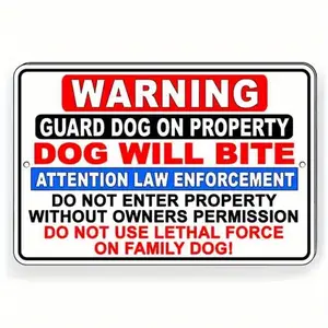 Beware Of Dog Metal Sign Dog Will Bite Security Keep Out Warning Do Not Enter