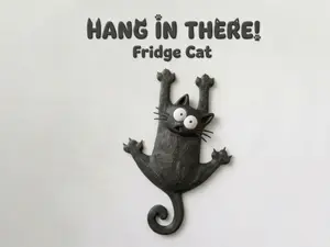 Hanging Black Cat Fridge Magnet – Playful Climbing Decor, Kawaii Kitchen Accessory