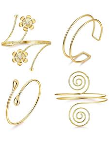 Women's Upper Arm Cuffs, Adjustable & Minimalist Design, Coiled Arm Band Set, Perfect for Everyday Wear, Stylish Accessory, Elegant Minimalist Bangle, Elegant Jewelry Bracelet