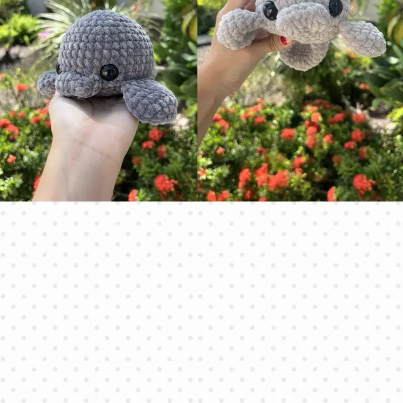 Handmade Crochet Manatee Plush | Cute Sea Cow Stuffed Animal | Soft Ocean Plush | Multiple Opti