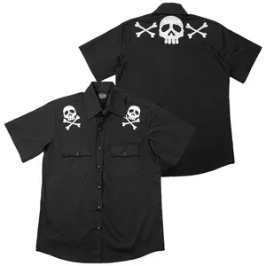 Harlock Skull X Bones Western Shirt Spooky Embroidered