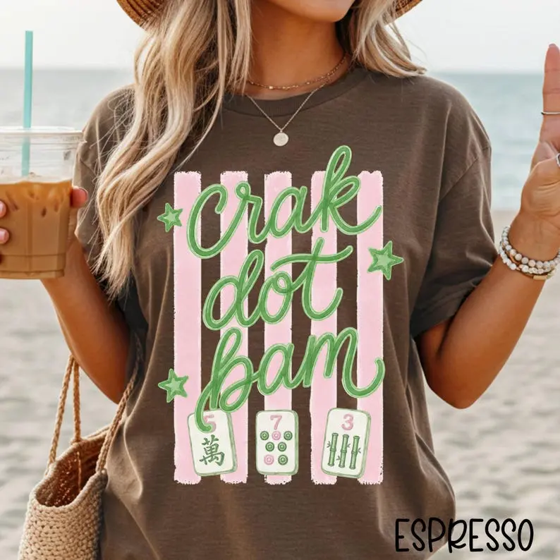 Comfort Colors Crak Dot Bam Shirt, Summer Mahjong Shirt, Gift for Mahjong Lover, Mahjong Player Tshirt, One More Tile Tee, Mahj TShirt, Full Colors, Full Sizes