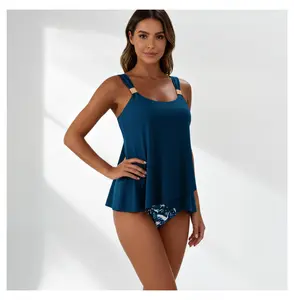 Women's Tankini Swimsuit Set Flowy Layered - Adjustable Strap Bathing Suit Two Piece - Swimwear for Women - Beach Pool Vacation - Cute Summer Style