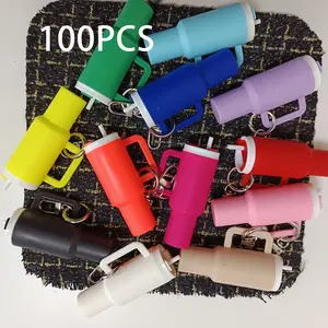 100pcs 16-colour exquisite mini cup-shaped keyring lipstick holders for cosmetics, glow-in-the-dark mini cup keyrings - ideal for lipsticks, accessories, decorations and other small items, a perfect unisex gift.