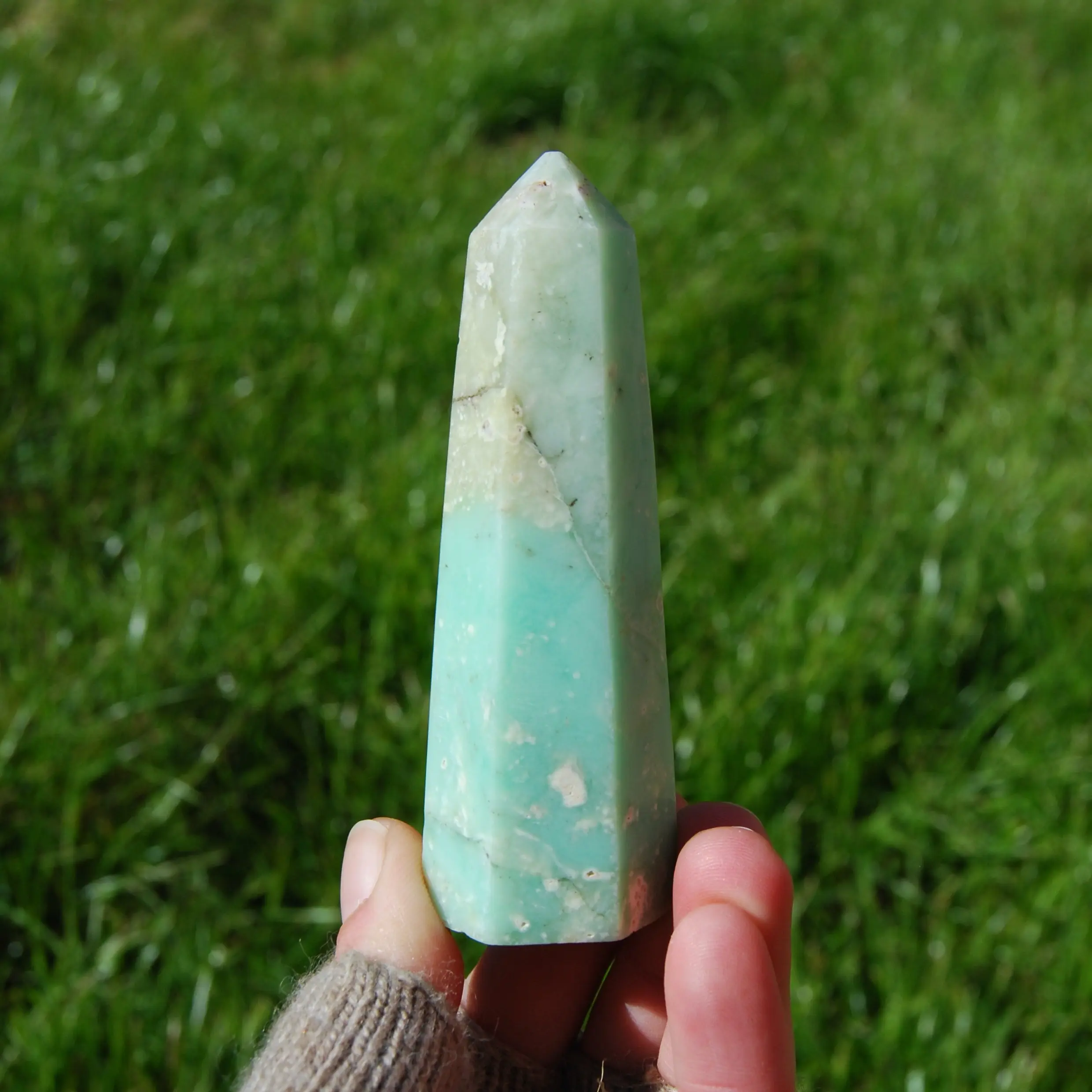 4in 123g Chrysoprase Crystal Tower