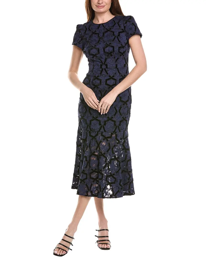 Milly Tahlia Velvet Flock Lace Maxi Dress