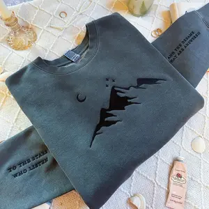 ACOTAR Double Sleeve Embroidered T-shirt/ Sweatshirt/ Hoodie, Stars Acotar Merch Acotar Sweater Velaris Acotar Shirt Sjm Merch Maas, Unisex Crew Neck Pullover for Men Women