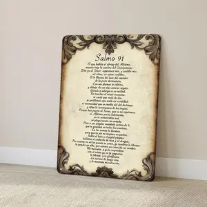 Psalm 91 Wall Art Metal Sign – Bible Verse Christian Home Decor, Salmo 91 Religious Scripture Poster for Home, Church & Prayer Room, Inspirational Gift for Faith & Family