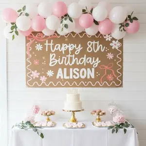 Custom Birthday Banner, Printed Kraft Paper Party Decor