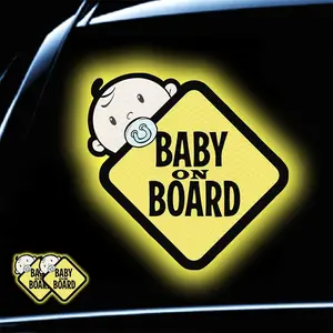 Baby On Board Sticker for Cars Trucks 2Pack High Intensity Reflective Waterproof Vinyl Safety Signs for Rear Side Windows Bumpers Vehicle