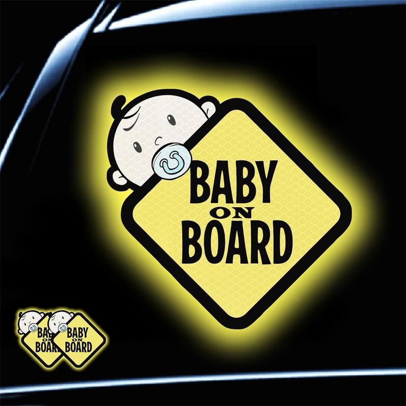 Baby On Board Sticker for Cars Trucks 2Pack High Intensity Reflective Waterproof Vinyl Safety Signs for Rear Side Windows Bumpers Vehicle