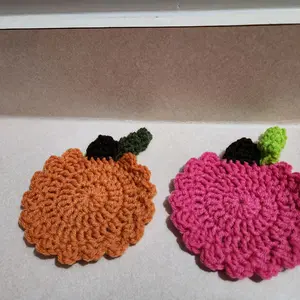 Crochet Pumpkin Coasters (Set of 4)