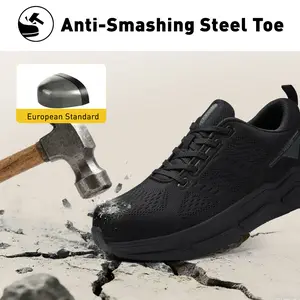 Wide Steel Toe Shoes for Men Orthopedic Safety Shoes with Arch Support, Waterproof Non Slip Work Shoes Comfortable Cushioned Walking Shoes