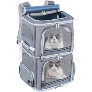 Double Cat Carrier for 2 Cats,Dog Backpack Carrier for Medium Dogs,Double Compartment Pet Carrier Backpack for Dual Pets,for Outdoor Traveling/Stroll and Picnic