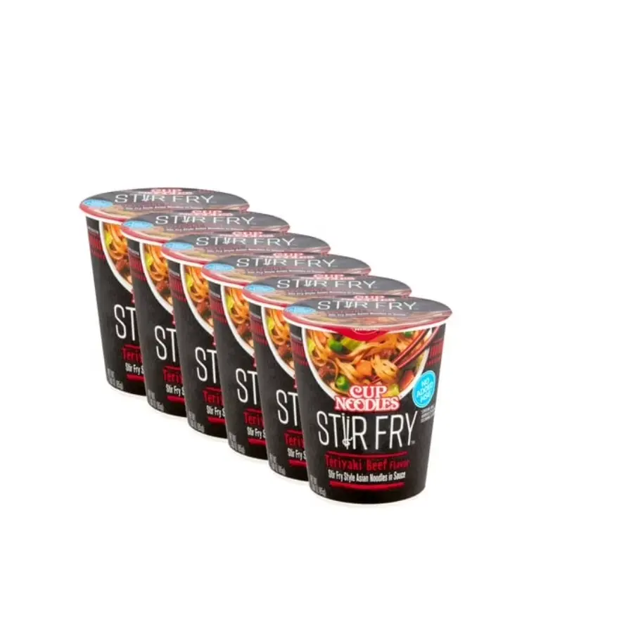 (6 pack) Nissin Foods Cup Noodles Stir Fry Ramen Noodles, Teriyaki Beef Flavor, 3.0 oz Cup, Shelf-Stable