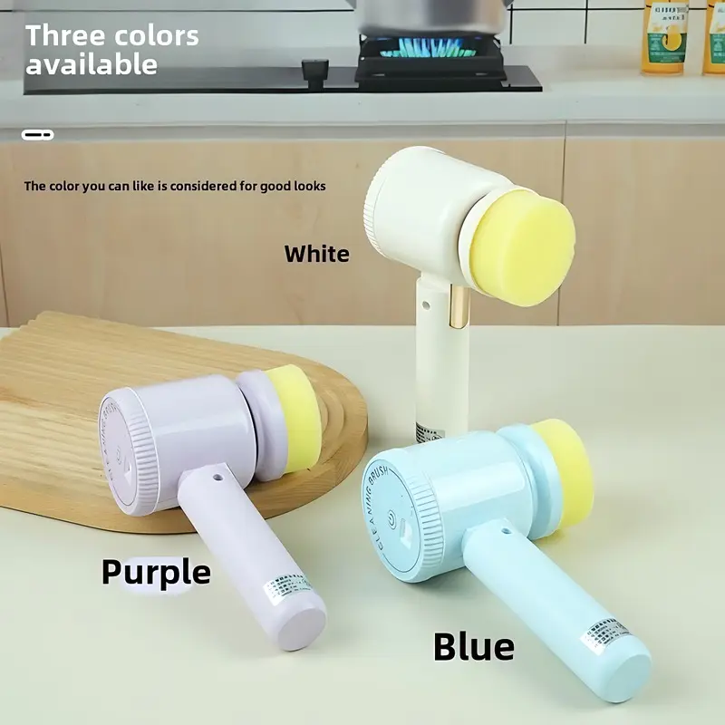 Electric Cleaning Brush with 5 Interchangeable Heads - Multi-Surface Scrubber for Kitchen, Bathroom & Tile - Powerful Deep Cleaning Tool