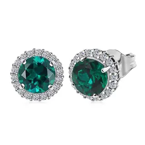 AAA Luxuriant Lab Grown Emerald and Lab Grown Diamond 2.48 ctw Earrings in 10K White Gold Christmas Gifts
