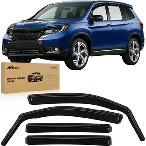 in-Channel Rain Guards for Honda Passport 2019-2024 2025 2026, Vent Window Visors Low Profile Wind Deflectors for Rain & Fresh Air Ventilation, Smoke Tinted-4PCS