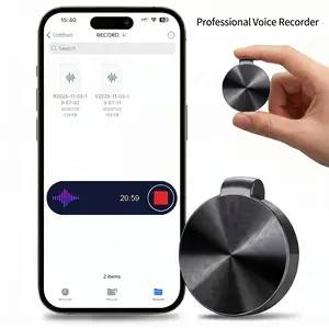 Professional recorder, round-shaped recorder, one-button recording, one-button saving, automatic saving upon power loss, multi-functional voice recorder