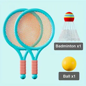 Cute Candy Color Matching Badminton Racket Indoor and Outdoor Leisure Sports Tennis Rackets Suit, Parent-Child Interactive Game Activity Toys, Educational, Birthday, Christmas Toy Gifts (round Ball Color Red Or Yellow Random)