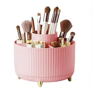 360° Rotating 5‑Slot Makeup Brush Holder | Desktop Cosmetic & Nail Art Storage Cup Mother’s Day Gift