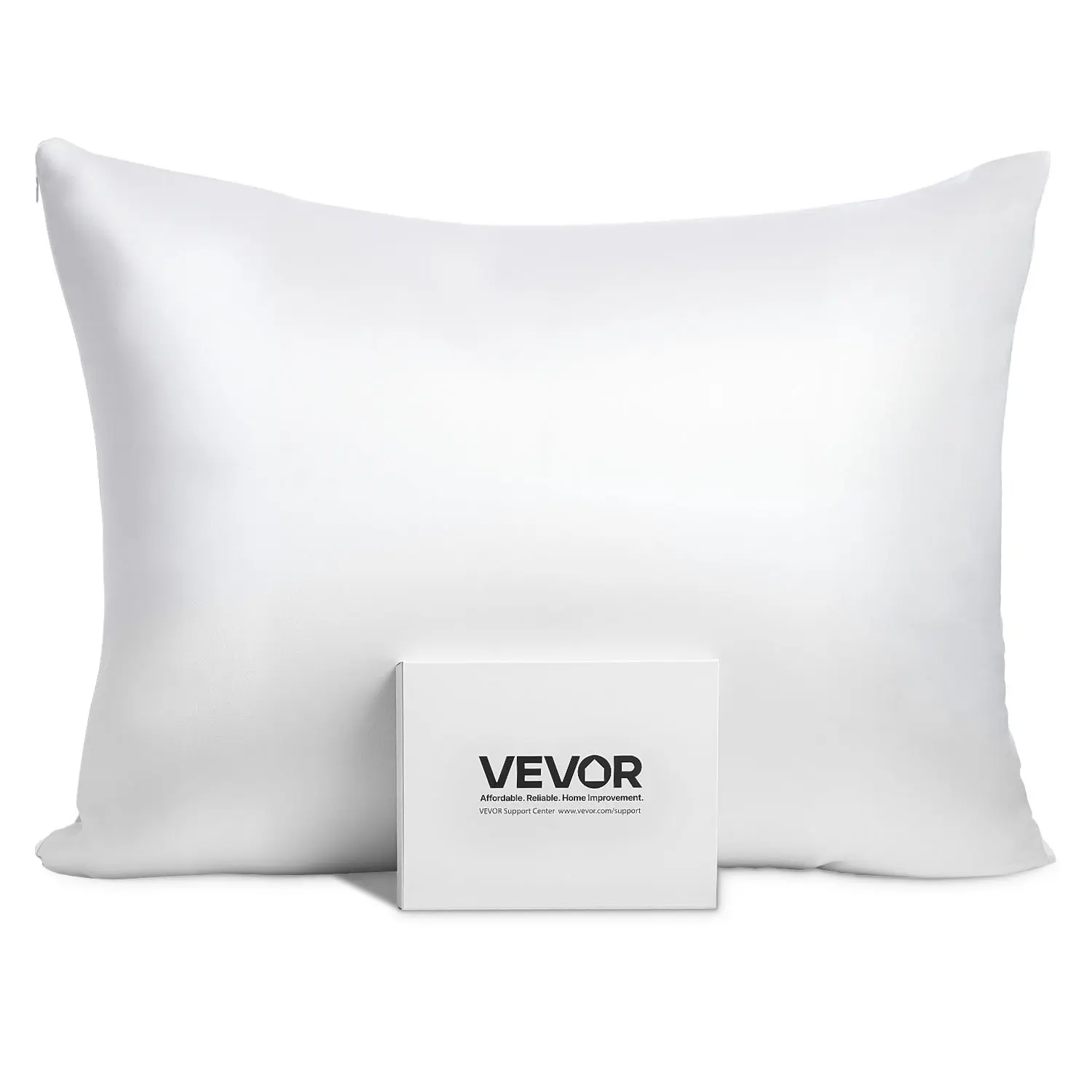 【Summerfinds】VEVOR 100% Pure Mulberry Silk Pillowcase, Standard Size 26in x 20in Silk Weave, Soft Comfy Cooling Bedding for Home Bedroom Hair and Skin, Smooth Breathable with Hidden Zipper (White), Soft Comfy Bedding, Anti-Allergic