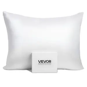 VEVOR Silk Pillowcase,  , 100% Pure Mulberry Silk Pillow Case, 26 in x 20 in Standard Silky Pillow Case for Hair and Skin, Smooth, Soft and Breathable Pillowcase with Hidden Zipper, for Sleeping (White)