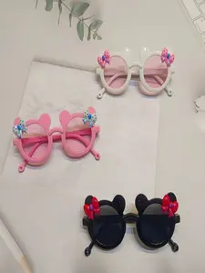 3 Pieces/2 Pieces New Cute Cartoon Bow Bear Ear Fashion Glasses Eyewear, Animal Pattern, Decorative Lens, All Seasons, PC Frame Material
