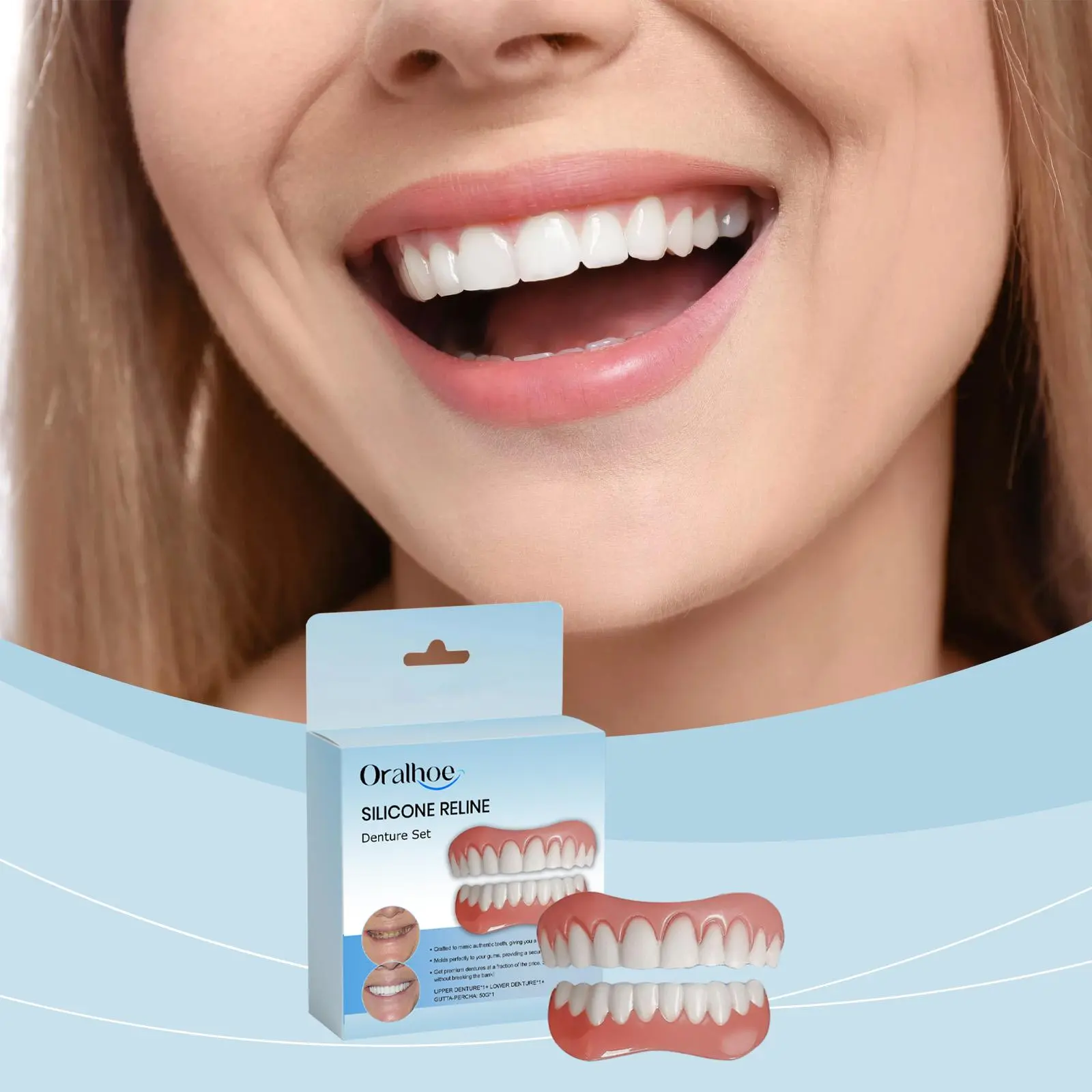 Oralhoe Cosmetic Denture Kit, Comfortable Wear, Smile Enhancement, Tooth Gap Coverage, Daily Oral Care Accessory, Buy 1 Get 1 Free (2 Sets Total)