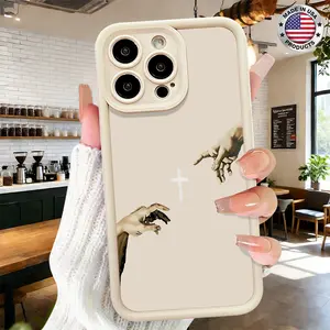 Minimalist Hands Cross Artistic Aesthetic Design Smartphone Casing, Air Slim Shockproof Anti-Drop Protective TPU Cover for iPhone 17,16,15,14 Pro Max,13,12,11,XR,XS Plus - Cellphone, Handheld Accessories