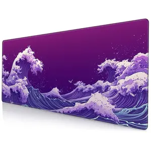 Sea Wave Pattern Mouse Pad, Large Mouse Pad with Non-slip Base, Desk Computer Mat for Gaming and Office
