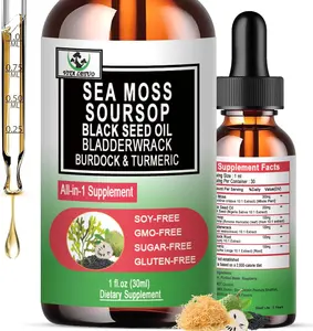 Black Seed Oil Soursop Drops with Bladderwrack, Burdock, Turmeric – Organic Superfood for Immune, Digestive & Skin Support