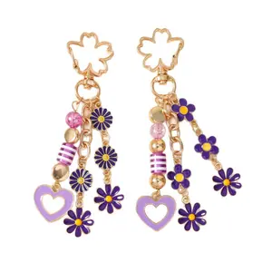 New Best-Selling Sunflower & Daisy Keychain — Beaded Heart and Flower Key Fob / Bag Charm