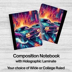 Composition Notebook - Neon Lights Car