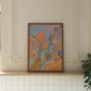 Vintage Pastel Yosemite National Park Print - California Travel Poster Retro Pink Landscape & San Francisco Nature Art Decor Ornaments