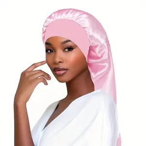 1PCS Soft & Cozy Satin Sleep Cap - Adjustable Wide Elastic Band, Lightweight Knitted Polyester Beanie for Hair Protection, Soft Sleeping Bonnet for Women with Variety of Colors and Easy Care
