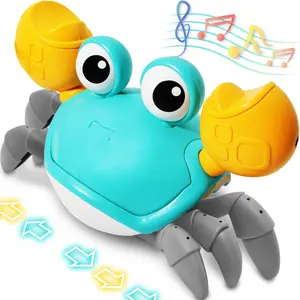 Crawling Crab Baby Toy, Interactive Walking Dancing Moving Crab Toy (Infrared Sensing) for 3-12 Months, Toddler Learning Tummy Time Crab, Infant Music Sensory Birthday Gifts