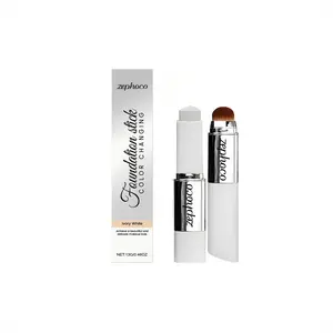 zephoco Foundation Stick Ivory White Dual-Ended Design with Makeup Brush, Buildable Coverage, Infused with Skincare Ingredients, Blendable Formula, Natural Poreless Finish, Base Makeup for All Skin Types, Women's Cosmetics