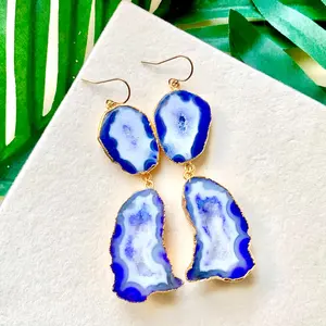 Elsana-Indigo Geode Earrings