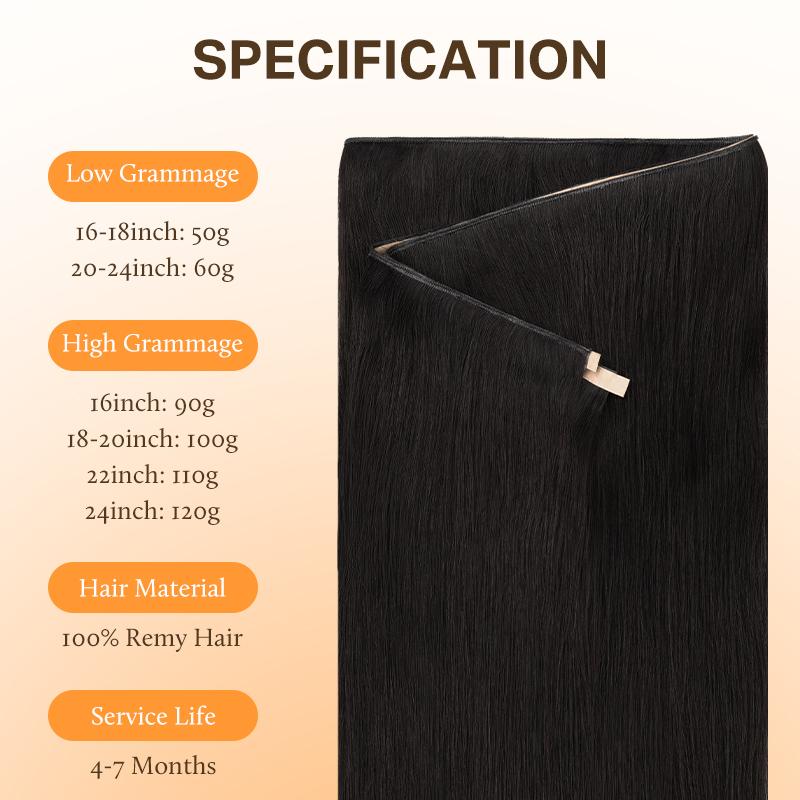 Doores Genius Seamless Tape-In Weft Hair Extensions 16–24" Straight 100% Human Hair For Daily Use