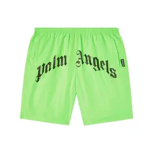 Palm Angels Curved Logo Bold Swim Shorts Green Fluo/Black (men) by StockX