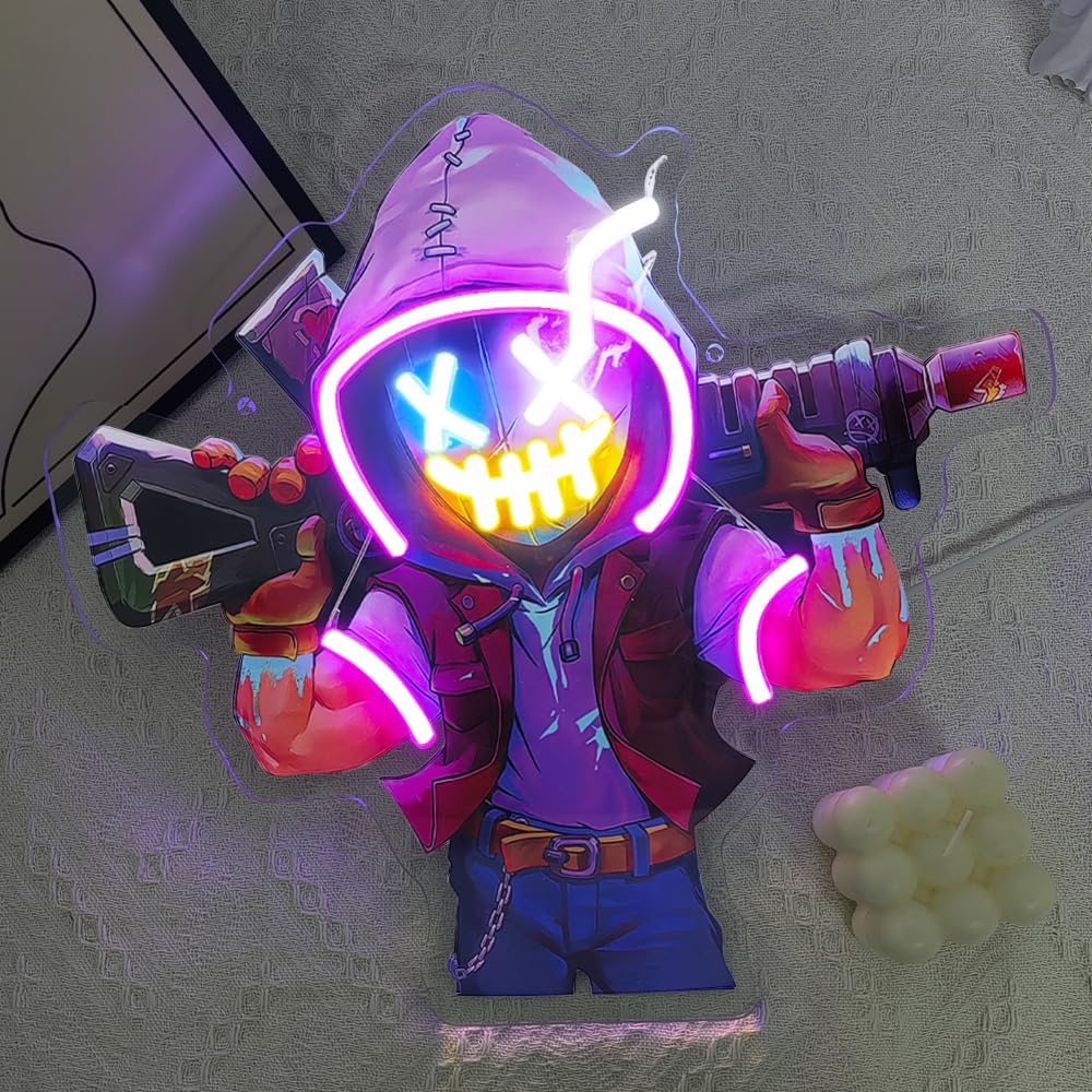 Neon Game Light Signs, LED Neon Wall Decorations for Anime and Gaming Fans, Electronic Game Neon Signs, Perfect for Kids' Rooms, Bars, Clubs, Homes, Pubs, Men's Spaces, Parties, Video-Themed Home Decor Gifts, Powered By USB(14.3*13.3inch)